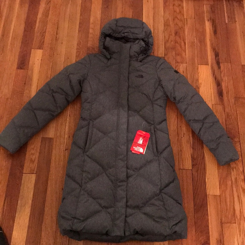 Grey North face parka xs